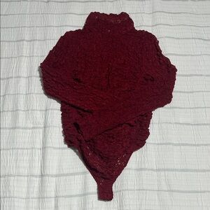 Free People Deep Red Lace Bodysuit